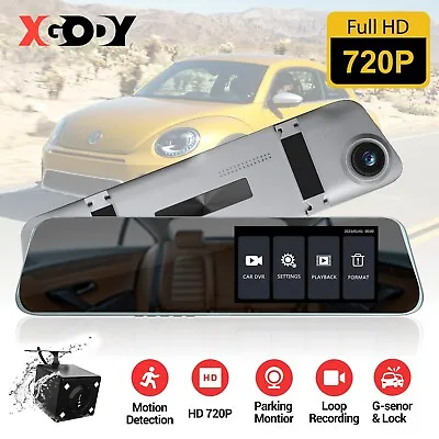 $32.50 • Buy XGODY 1080P 4  Dual Lens Reverse Camera Car Truck DVR Dash Cam Mirror Recorder