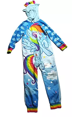 My Little Pony One Piece Pajamas Girls Rainbow Dash Hooded Size SMALL • $8.99