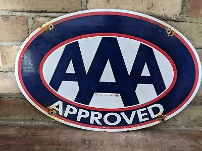 Vintage 1956 Aaa Approved Porcelain Gas Station Metal Sign 11  X 16.5  • $169.90