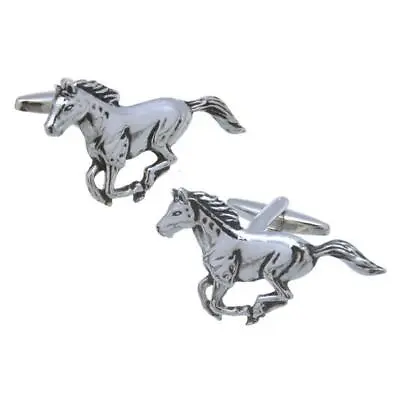 MUSTANG CUFFLINKS Running Horse Racing Race Western Wear Cowboy W Gift Bag NEW • $14.95