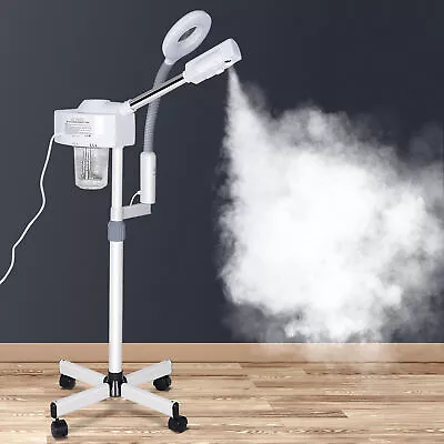 2in1 Facial Steamer On Wheels Ionic Ozone W/5X Magnifying Lamp Hot Mist Function • $80.58