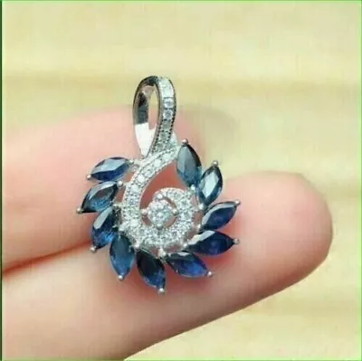 2.50Ct Marquise Simulated Sapphire Beauty Women Pendant 925 Silver Gold Plated • $104.59