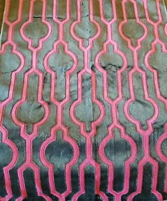 Cut Velvet Fabric Hot Pink Brown Geometric Sample Pillow Canadel Remnant • $4.99