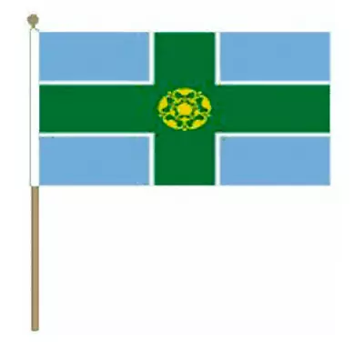 £6.99 • Buy Derbyshire Large Hand Waving Flag On Wooden Pole Stick 18  X 12 