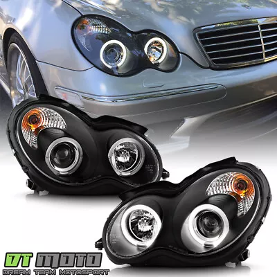 BLK 2001-2007 Benz W203 C-Class Halo Projector Headlights C230 C240 C320 C32 C55 • $184.99