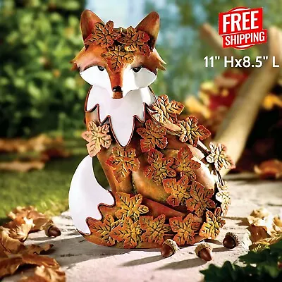 $75.16 • Buy Metal Fox Statue Outdoor Garden Patio Animal Sculpture Fall Winter Decor Gift