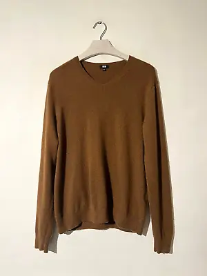 UNIQLO Cashmere Jumper Large Golden Brown Sweater Knit 44  • £39.86