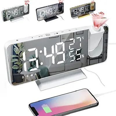 LED Digital Smart Alarm Clock Projection Temperature Time Projector LCD Display • $32.34