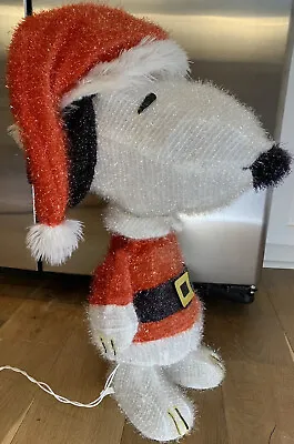 Peanuts Santa Hat Snoopy Light Up Indoor Outdoor 23” Christmas Yard Art • $25