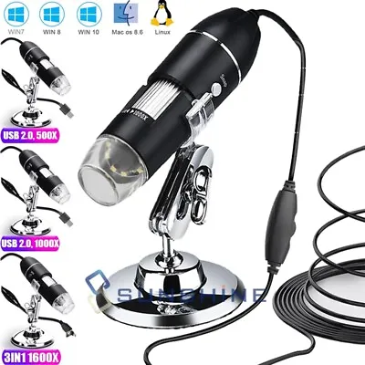 8LED 500X 1000X 1600X USB Digital Microscope Camera Electronic With Bracket • $21.75