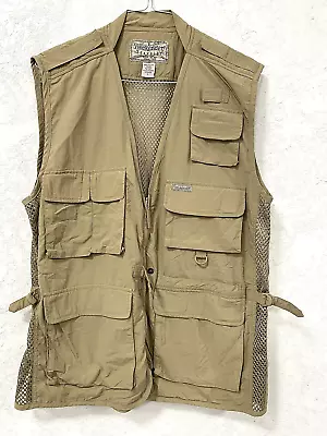 Weekender Traveler Vest Mens Large Nylon Mesh Back Full Zip Safari Fishing Khaki • $9.95