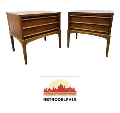 Mid-Century Modern Lane Rhythm Walnut Nightstands - Set Of 2 • $2250