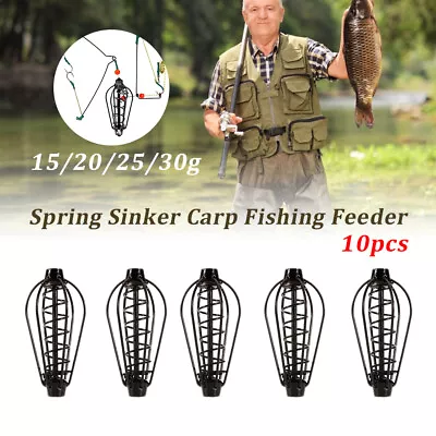 10pcs Spring Sinker Carp Fishing Feeder 6 Wire Method Swim Feeders Tackle Tools • $12.45