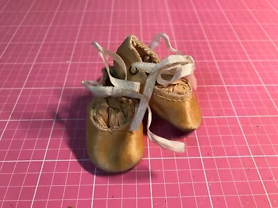 VINTAGE PAIR Ballerina Type DOLL SHOES  FOR SMALL DOLL 2-1/4  L X 1” USED • $15