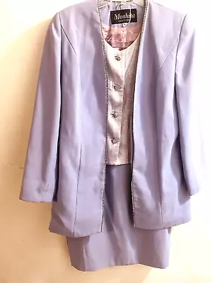 Moshita Couture Womans Skirt Suit Sz 14 Lilac 2-pc Mother Of Bride/Groom Church • $46.77