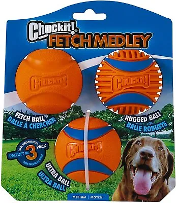 £16.99 • Buy Chuckit Fetch Gen Medley 3 Pack-Ultra, Fetch And Rugged -Fetch Balls For Dogs!