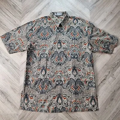 Vintage Batik Keris Crazy Paisley Shirt Short Sleeve Holiday Mens XXL 19  Collar • £22.95