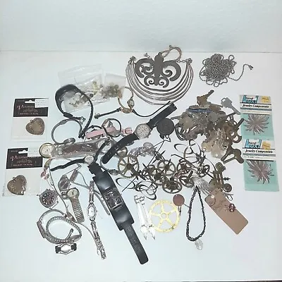 Steampunk Lot 3+ Lbs Parts Gears Watches Keys LARP Costume Decor Shell Beads • $46.53