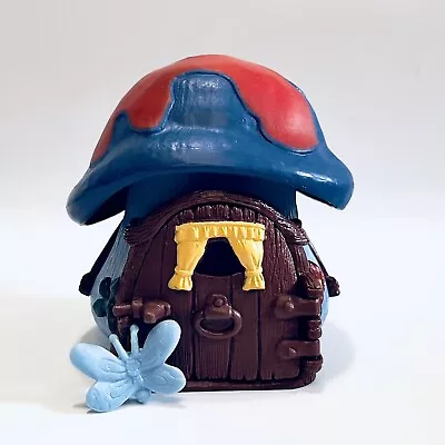 1978 Smurfs Blue & Red Mushroom House RARE Vintage Cottage W/broken Butterfly • $39.99