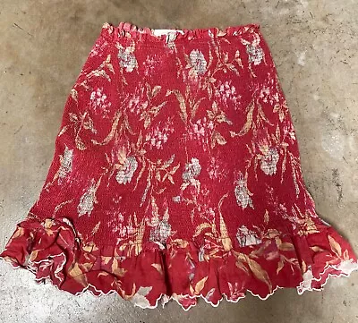 Zimmermann Linen Shirred Skirt Size 1 Floral Red • $5