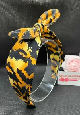 Animal Print Tiger Hairband Alice Headband Hair Tie Band Bow Tie Dress Costume • £3.25