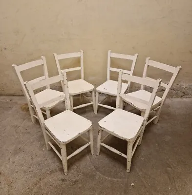 6 X Vintage Wooden  Church Chapel Chair Salvage Kids Chairs • £175