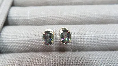 14k Solid Yellow Gold Mystic Topaz Gemstone  Stud Earrings  .83 Grams • $69.90