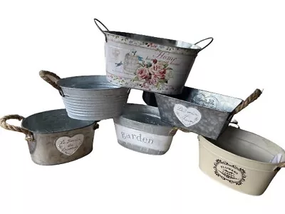 £4.50 • Buy Rustic Galvanised Metal Planter With Handles Wedding Anniversary Father’s Day