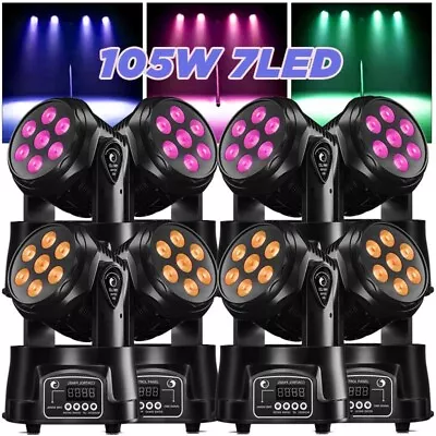 8X 105W Moving Head Stage Lighting RGBW Wash 7LED DMX Mini Light DJ Disco Party • $62.39