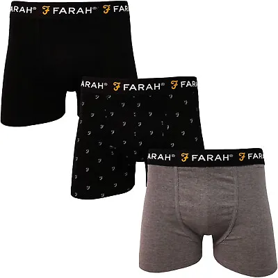 Farah Mens Valli 3-Pack Elasticated Logo Waist Boxers Boxer Shorts - Assorted • £16