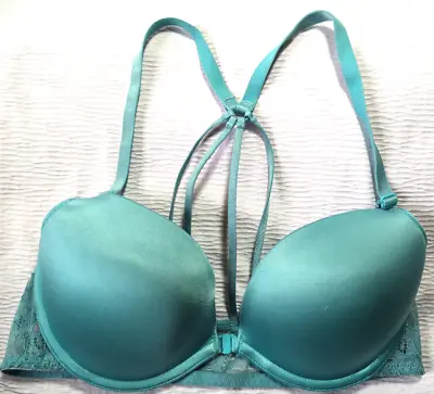 La Senza Showoff Ladies Teen Bra. 34B.  Turquoise Race Back Intimates. Fun • £13