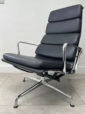 GENUINE CHARLES EAMES EA222 SOFT PAD LOUNGE CHAIR FOR VITRA - Black Leather • £1549