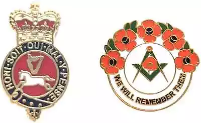 Queen's Own Hussars Regiment Badge And Masonic We Will Remember Enamel Badge • £8.99