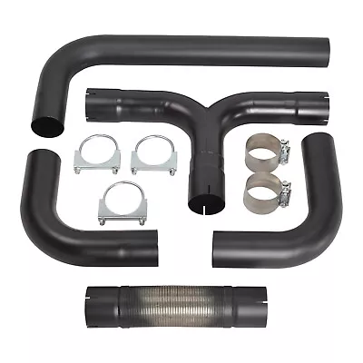 Stainless Steel 5  T Pipe Kit Dual Smoker Exhaust Stack System Universal Black • $279.99