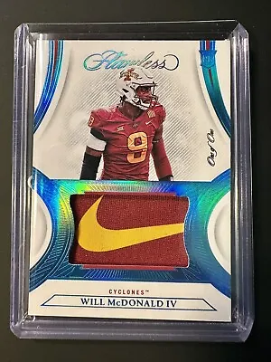 Will McDonald IV 2023 Panini Flawless Collegiate Rookie Patch True One Of One RC • $449