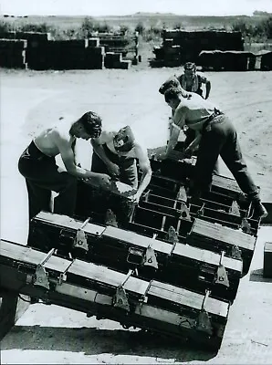 £5 • Buy Photograph - Armourers Loading Small Bomb Containers - Raf Linton On Ouse - 1943