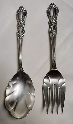  1847 Rogers Bros Is Heritage Silverplate Serving Fork And Spoon Antique Vntg • $25