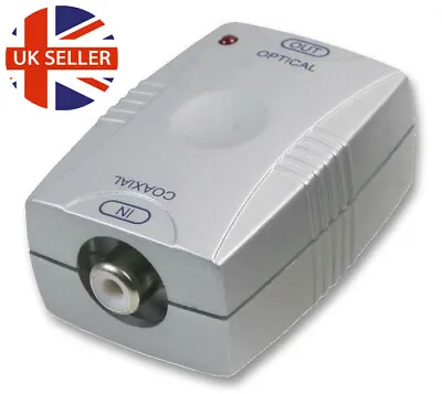 Coaxial To Optical S/PDIF Toslink Converter BOX - Coax PHONO Fem IN Optical OUT  • £14.59