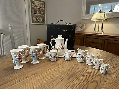 Vintage NAPCOWARE Porcelain Measuring Cups & Tea Set Floral And White C-8049 -50 • $10.50