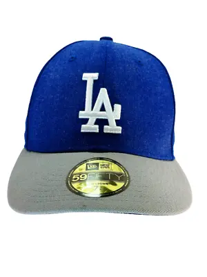 New Era LA Dodgers Change Up Low Crown 59fifty Fitted Cap-Blue Heather 7 3/8 • $21.99