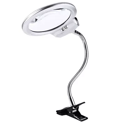 Illuminated Magnifier Magnifying Glass Lamp Metal Hose LED Table Reading Light • £13.99