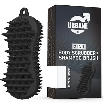 Urbane Men 2 In 1 Body Scrubber And Shampoo Brush Scalp Massager 100% Silicone • £8.99