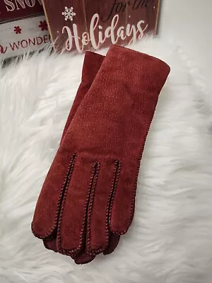 Vintage Y2K Thinsulate Genuine Suede Leather Lined Gloves Garnet Red XS-SM • $25