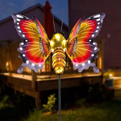 Solar Garden Lights Outdoor DecorMetal Large Solar Butterfly Yard Art Decor... • $46.48