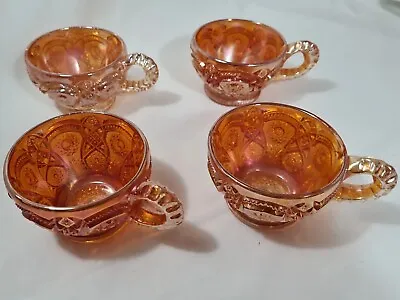 Vintage Iridescent Marigold Carnival Imperial Glass Daisy Punch Cups Set Of 4 • £24.99