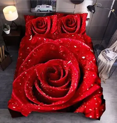 Rose Dandelion Sunflower Duvet Cover Quilt Bedding Set Single Double King Size • £44.78