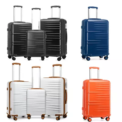 20/24/28Inch ABS+PC Hard Shell Suitcase Set Hand Luggage 4 Wheels Carry On Case • £29.99