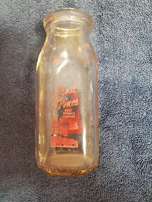 Land O’Pines Dairy Products Co. Half Pint Milk Bottle Lufkin Texas • $17.49