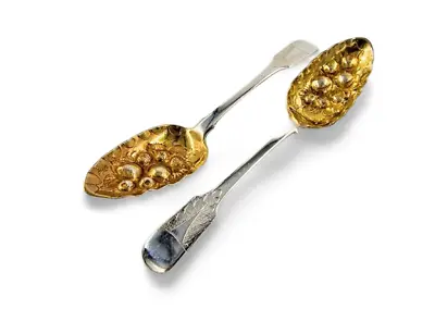 £275 • Buy Pair Georgian Solid Silver Large Heavy Berry Spoons 191g 1831 (2127/9/VVN)