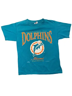 Vintage 1995 Nutmeg Miami Dolphins T-shirt Adult Small Youth XL • $22